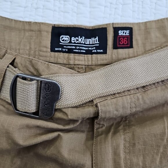 Ecko Unltd Cargo Utility Tactical Shorts Men's 36 Tan Belted 12" Inseam NEW NWT - Picture 7 of 16